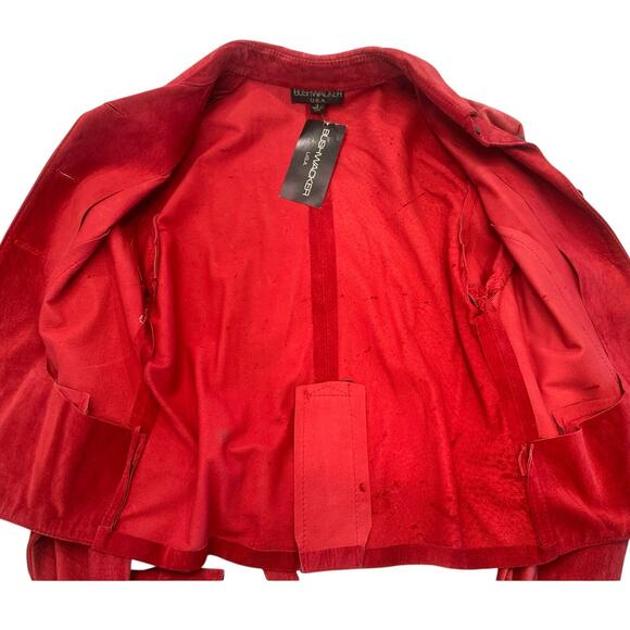 Bushwhacker USA Vintage 2-Piece Red Suede Jacket & Gaucho Short Set-New w/Tags - Picture 4 of 16